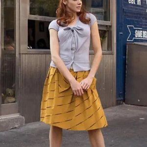 Anthropologie Floreat Golden Yellow "Subway Stairs" Cotton Skirt